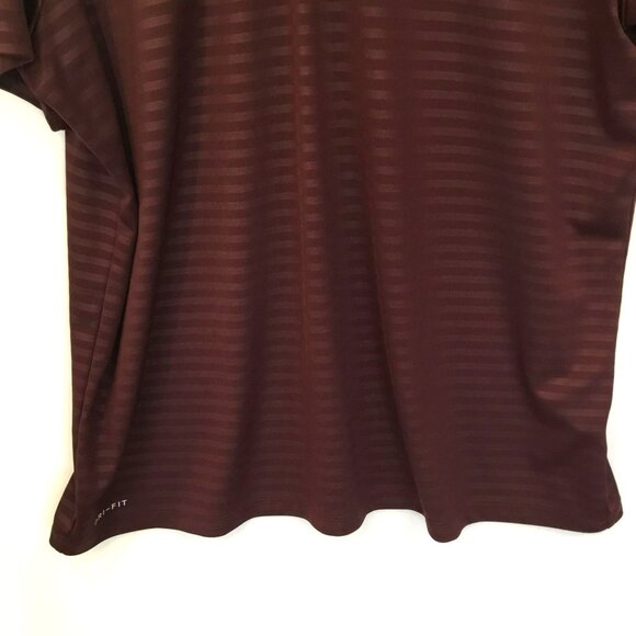 Nike DRI-FIT Men's 2-Button Golf Polo Shirt Sz XXL in Burgundy Stripe Activewear - Picture 4 of 11